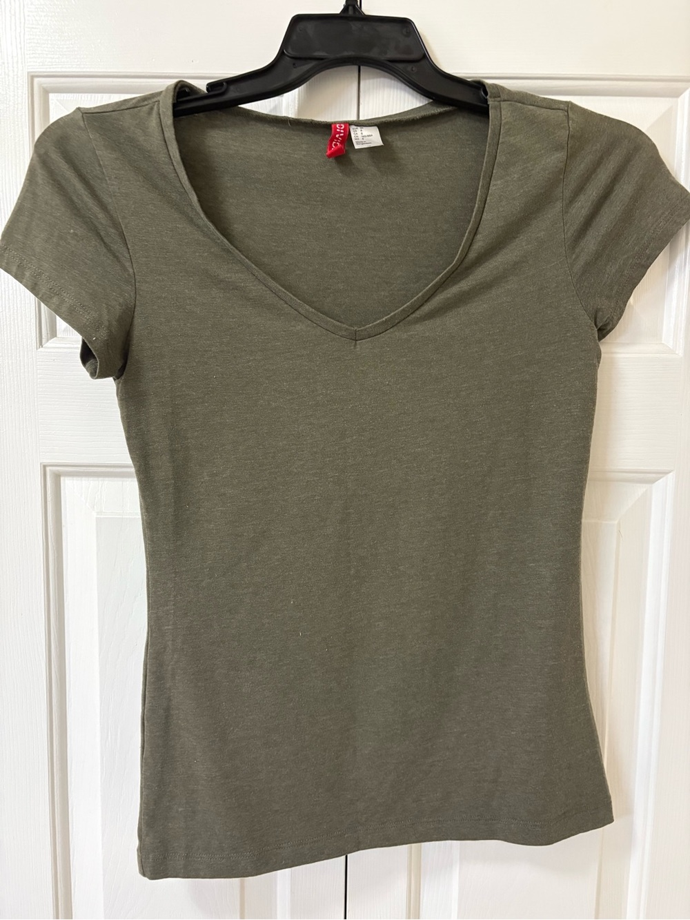 Divided Olive Green V-Neck Short Sleeve Tee